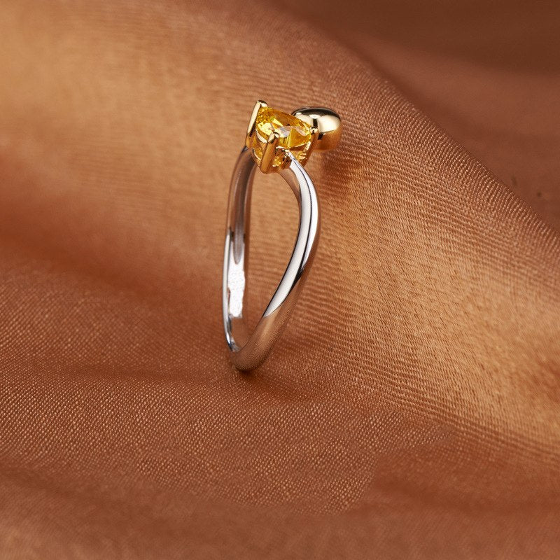 White Yellow Color Heart Shape Style 925 Sterling Silver Ring Wedding Jewelry For Women Jewelry