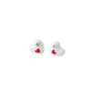 White/Yellow Enamel Heart In Heart CZ Stars 925 Silver Stud Earrings