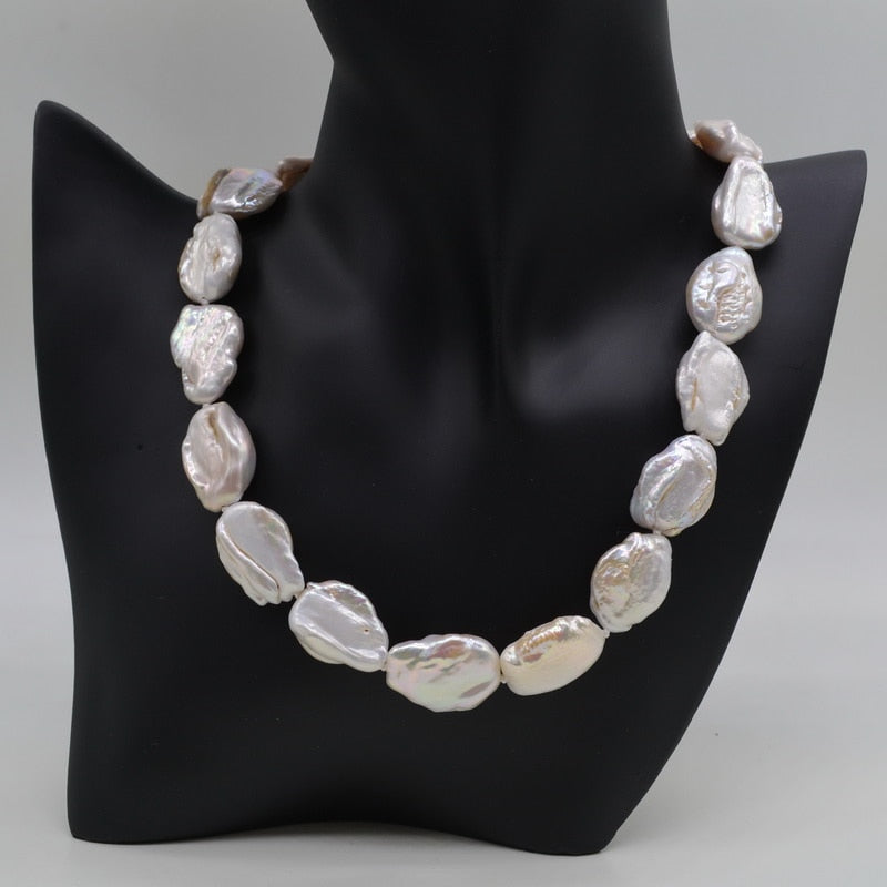 White baroque necklace, natural coin pearl, pearl necklace, exaggerated ladies necklace, ladies accessories