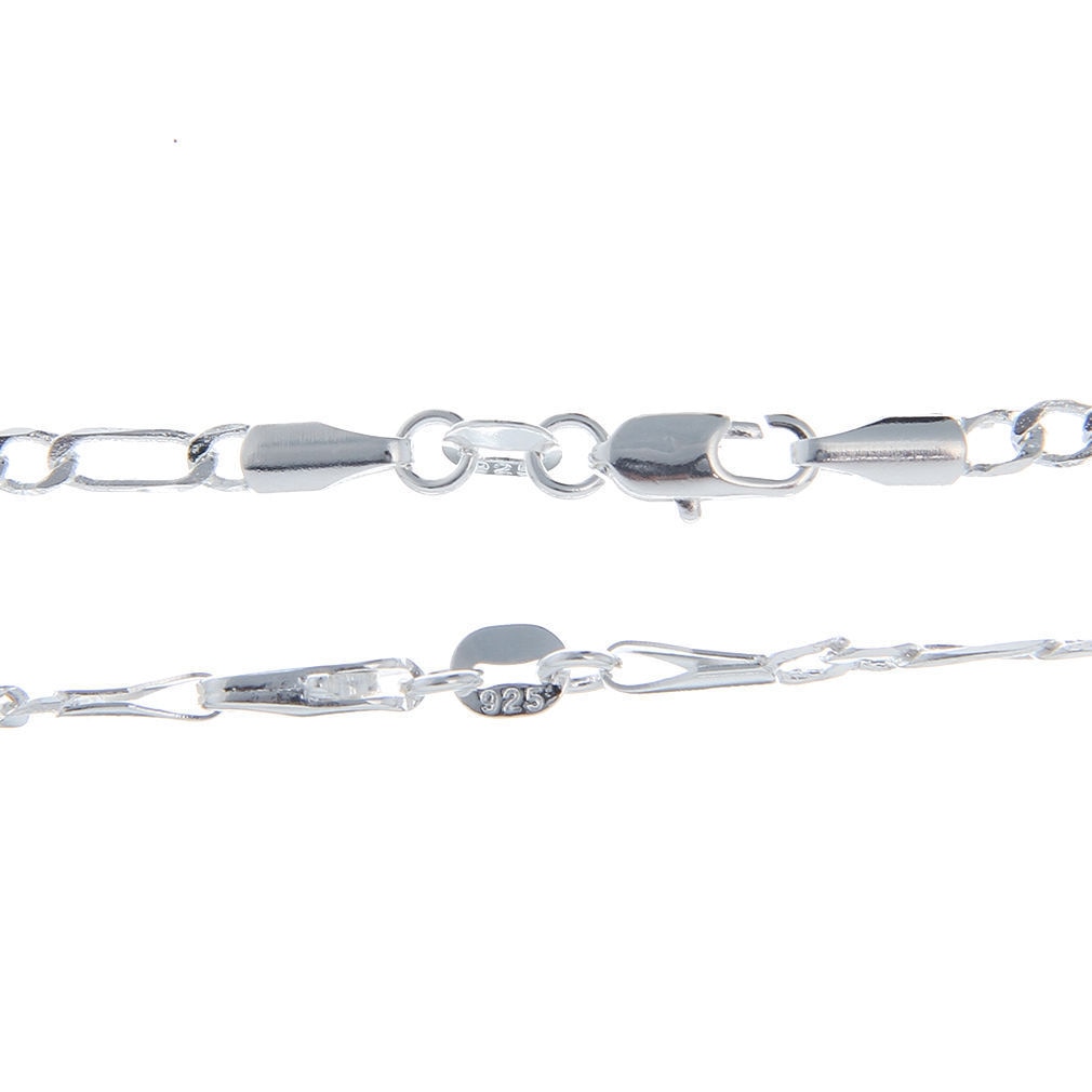 10pcs/lots 2mm Silver Plated Figaro Chain Necklaces  Silver Jewelry Necklace Chains for Women 16"-30"