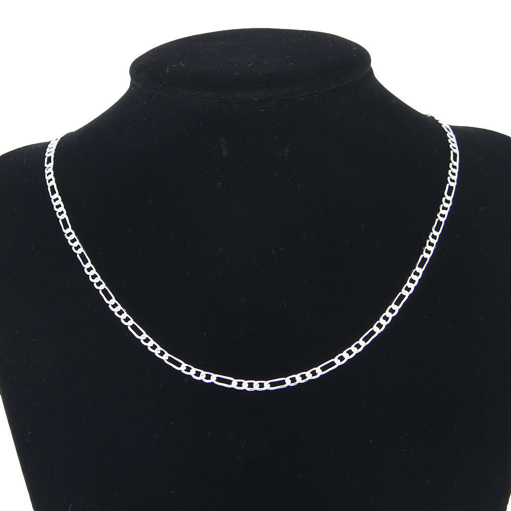 10pcs/lots 2mm Silver Plated Figaro Chain Necklaces  Silver Jewelry Necklace Chains for Women 16"-30"