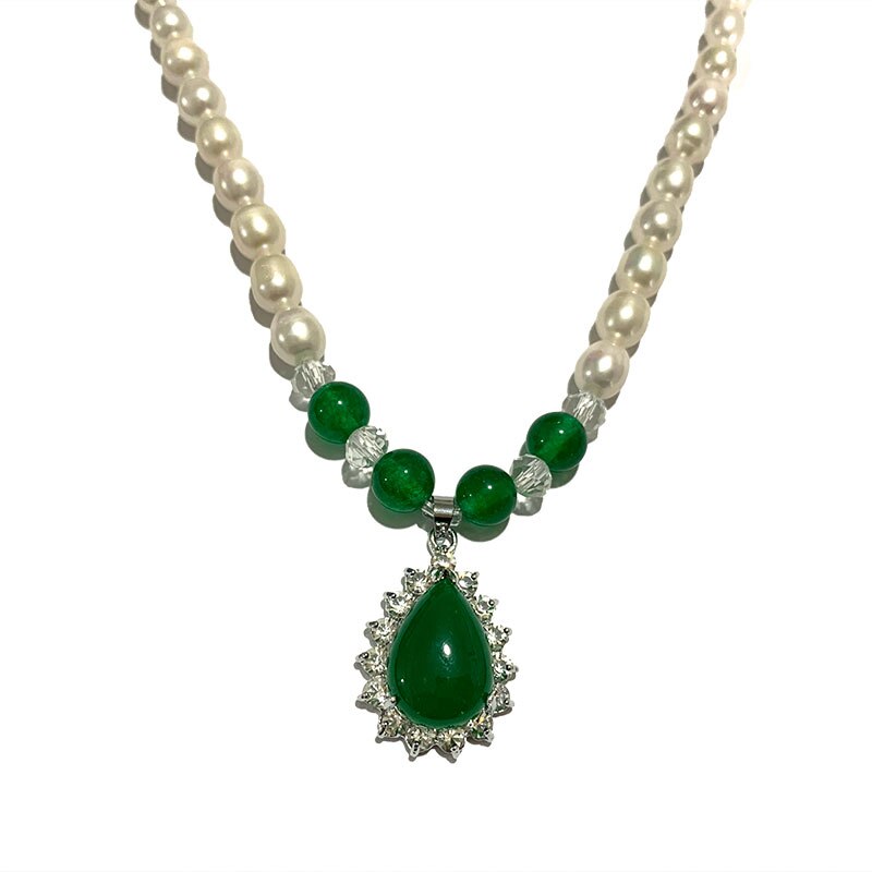 2022 Natural Red and Green Agates Pendant Freshwater Pearl Necklace Jewelry For Women Gift Length 17inch