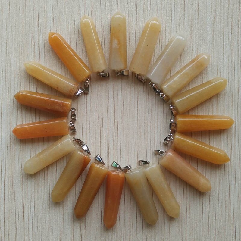 24pcs/lot 2019    Assorted Natural Stone Pendants Point Charms hexagonal pillar pendant