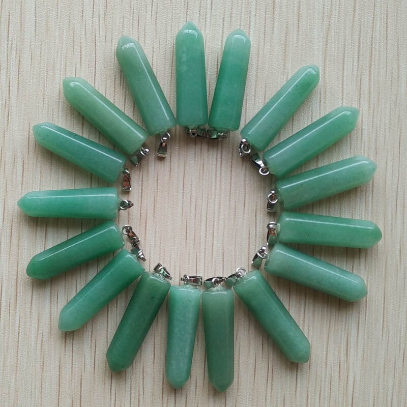 24pcs/lot 2019    Assorted Natural Stone Pendants Point Charms hexagonal pillar pendant