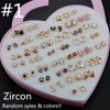 Wholesale 36 pairs/lot Girl Women's Lady Charming Rose Gold Earrings Mixed Colors Shiny Zircon Ear Stud Earrings Gift With Box