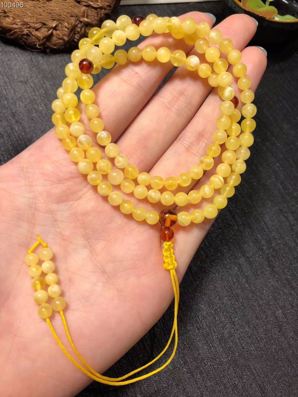 Wholesale 5mm-6mm Natural Baltic Amber 108 Payer Beads Bracelet Yellow Color High Qaulity Great Gift