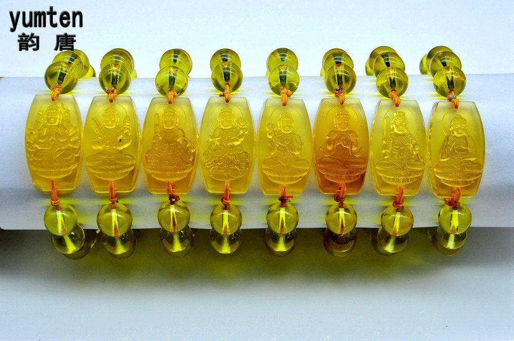 Wholesale 8pcs Zodiac Nature Stone Bouddha Bracelet Citrine Men Women Lucky Jewerly Round Beads Crystals Best Gift