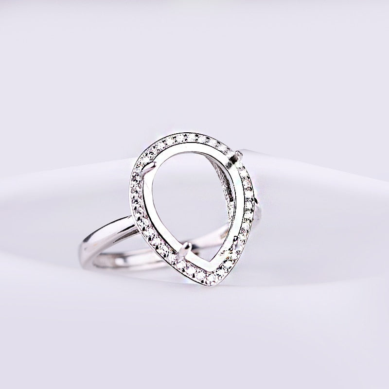 Wholesale 925 Sterling Silver Engagement Wedding 11x15mm Pear Cabochon Semi Mount Ring Crystal Fine Jewelry Setting