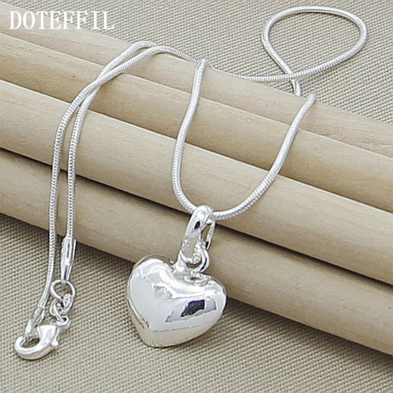 Wholesale 925 Sterling Silver Necklace  Fashion New Jewelry Heart Pendant Necklace For Women Girl Gifts
