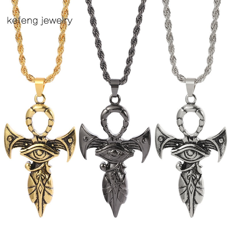 Ancient Egyptian Ankh Cross Pendant Necklace Amulet Eye Of Horus Pendant African Charms Jewelry Egypt Hieroglyphs