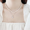 Baroque Freshwater Pearl Necklace Trendy Double Layer Twin Style Choker Chain Unique Design Flower Zircon Pendant