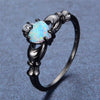 Wholesale Beautiful Cute Simple Jewelry blue Fire Opal cz Champagne Crystal from Austrian Ring For Women Christmas gifts