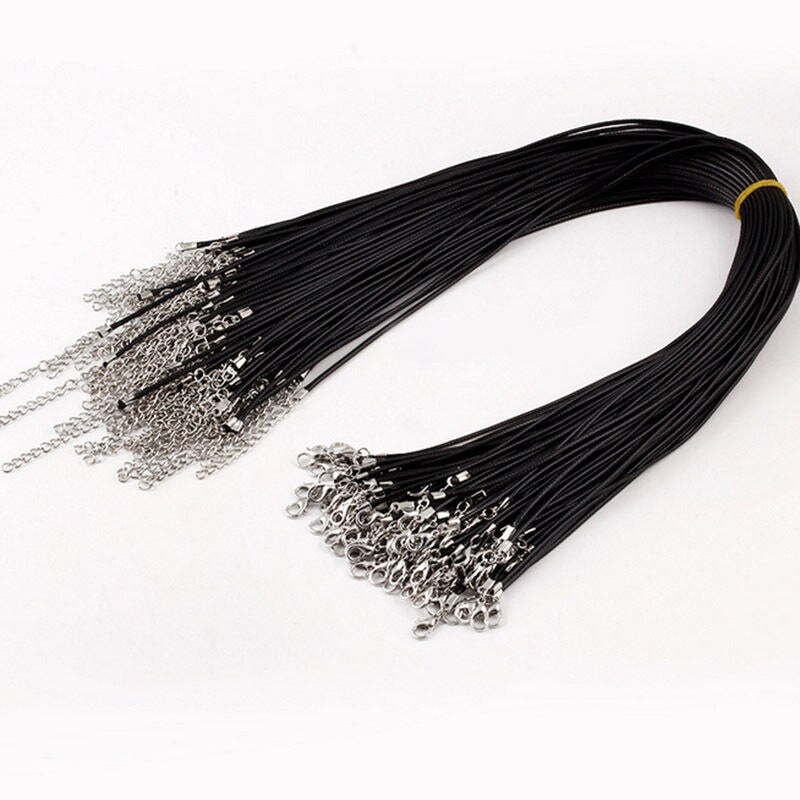 Bulk lot 10pcs Black PU Leather String 50CM Necklace Cords