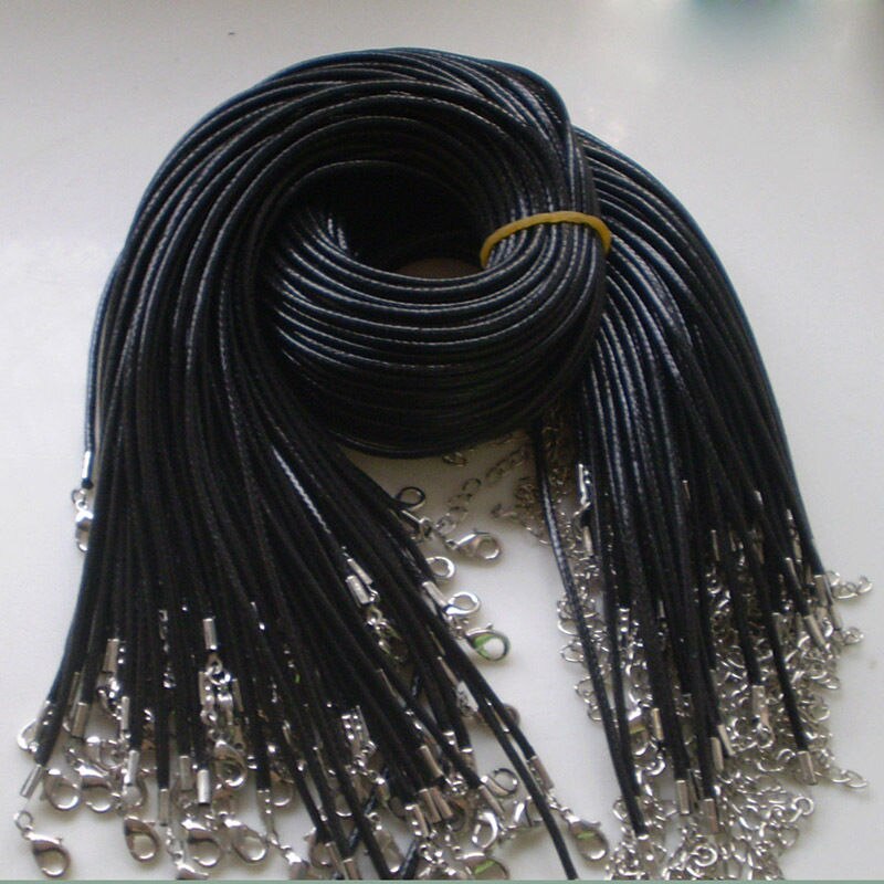 Bulk lot 10pcs Black PU Leather String 50CM Necklace Cords