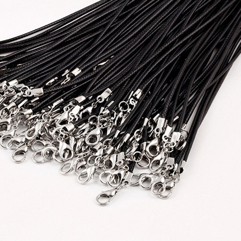 Bulk lot 10pcs Black PU Leather String 50CM Necklace Cords