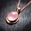 CZ Crystal Pink Opal Pendant Necklace Chokers Rose Gold Color for Women Girls Ross Quartz Cute Gift