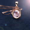 CZ Crystal Pink Opal Pendant Necklace Chokers Rose Gold Color for Women Girls Ross Quartz Cute Gift