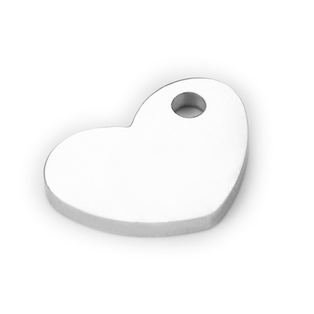 Engraved Heart Love Tag DIY Pendant Charm 10pcs/lot Stainless Steel Mirror Polished Metal Sign Custom Gift