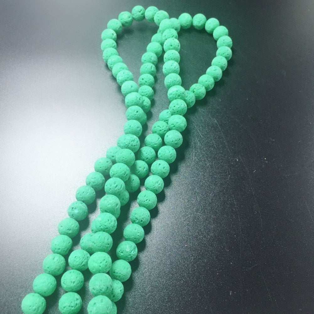 Wholesale Green Beads Of Lava Stone Natural Volcanic Rock Top Quality Round Branelli Solved The Ball Bracelet Jewelry Making