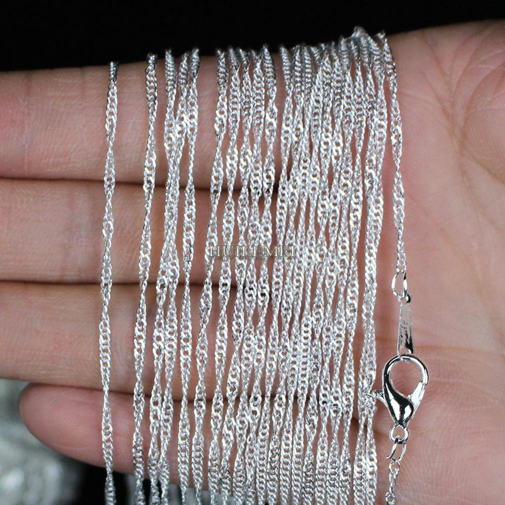 Lots 10pcs/lot 2mm Silver Plated Water Wave Chain Necklaces 16