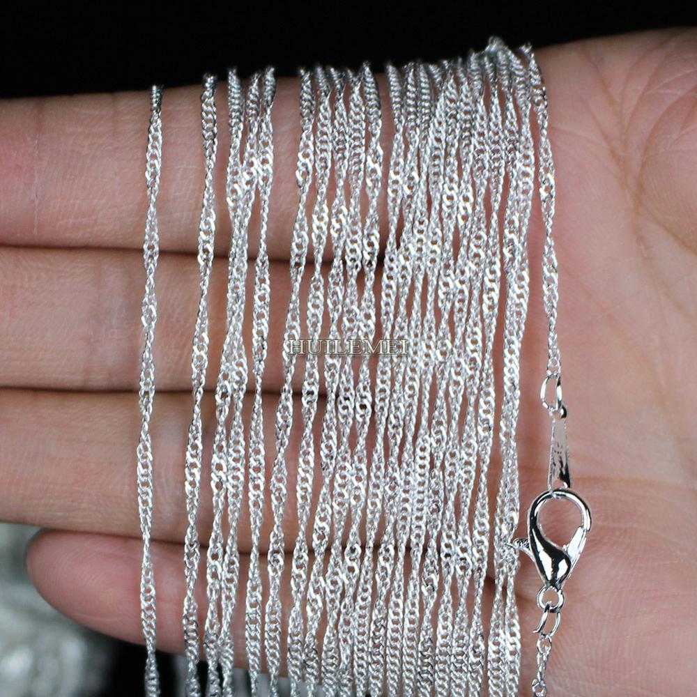 Lots 10pcs/lot 2mm Silver Plated Water Wave Chain Necklaces 16" 18" 20" 24"   Jewelry Necklace Chains
