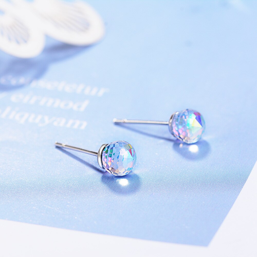925 Stamp Silver Color Crystal Earrings Mini Sweets Studs Earring Women Wedding Jewelry Engagement Gift
