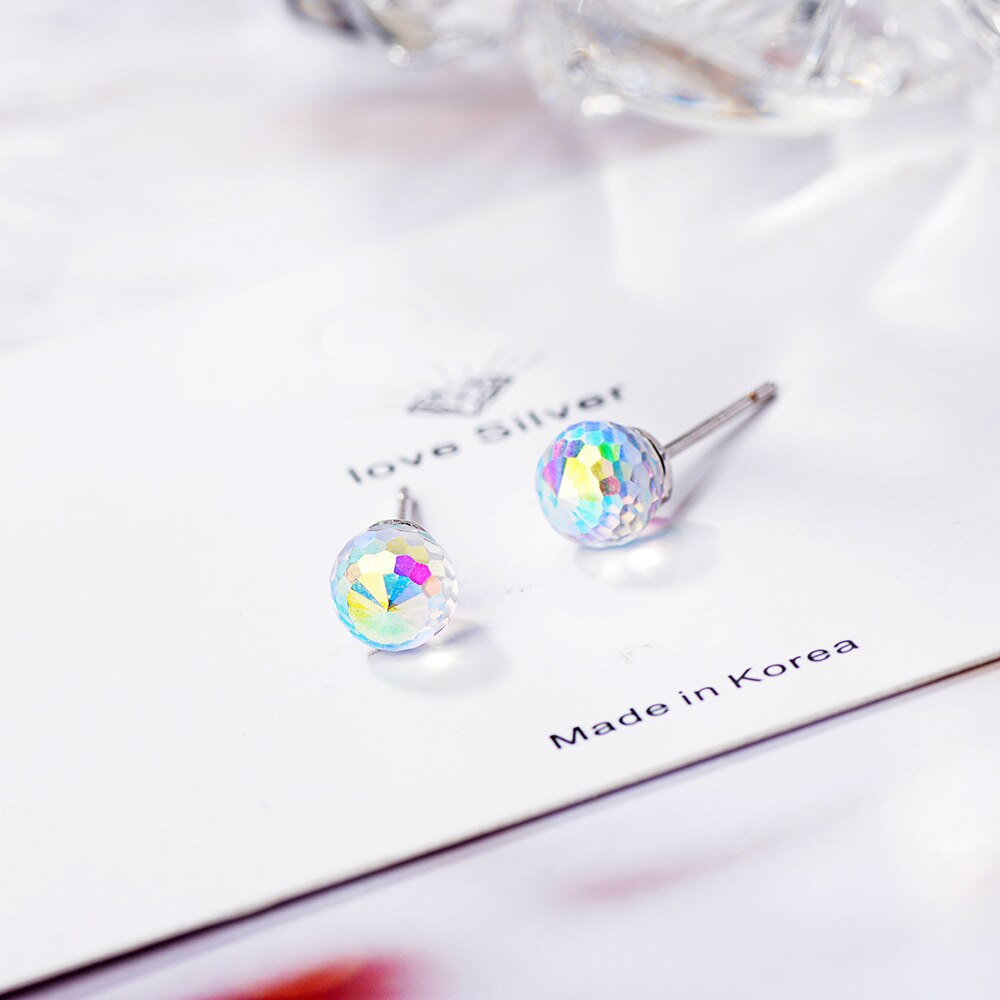 925 Stamp Silver Color Crystal Earrings Mini Sweets Studs Earring Women Wedding Jewelry Engagement Gift