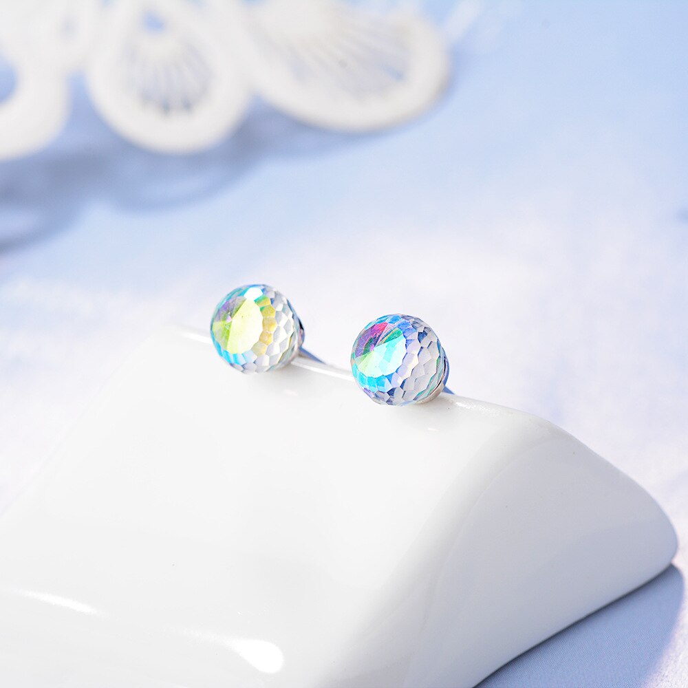 925 Stamp Silver Color Crystal Earrings Mini Sweets Studs Earring Women Wedding Jewelry Engagement Gift