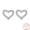 925 Stamp Silver Color Zircon Earrings Heart LOVE Studs Earring Women Wedding Fine Jewelry Engagement