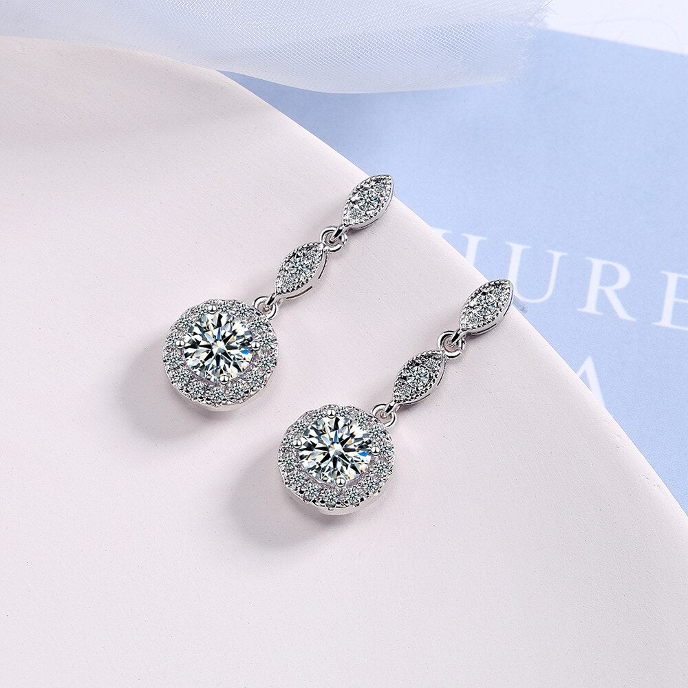 925 Stamp Silver Color Zircon Earrings Water Earring Women Wedding Jewelry Engagement Gift Christmas