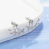 925 Stamp Silver Color Zircon Earrings Whirl Leaf Cymbiform Stud Earring Women Wedding Fine Jewelry