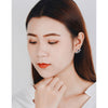 925 Stamp Silver Color Zircon Earrings Whirl Leaf Cymbiform Stud Earring Women Wedding Fine Jewelry