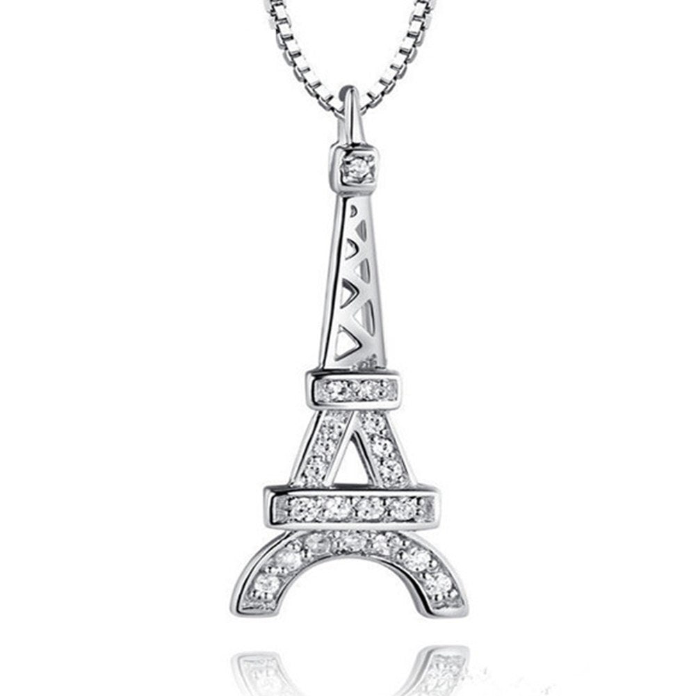 Wholesale New 925 Sterling Silver Jewelry Female Romantic Tower Pendant Collares 925 Silver Necklaces for Women Christmas Gifts