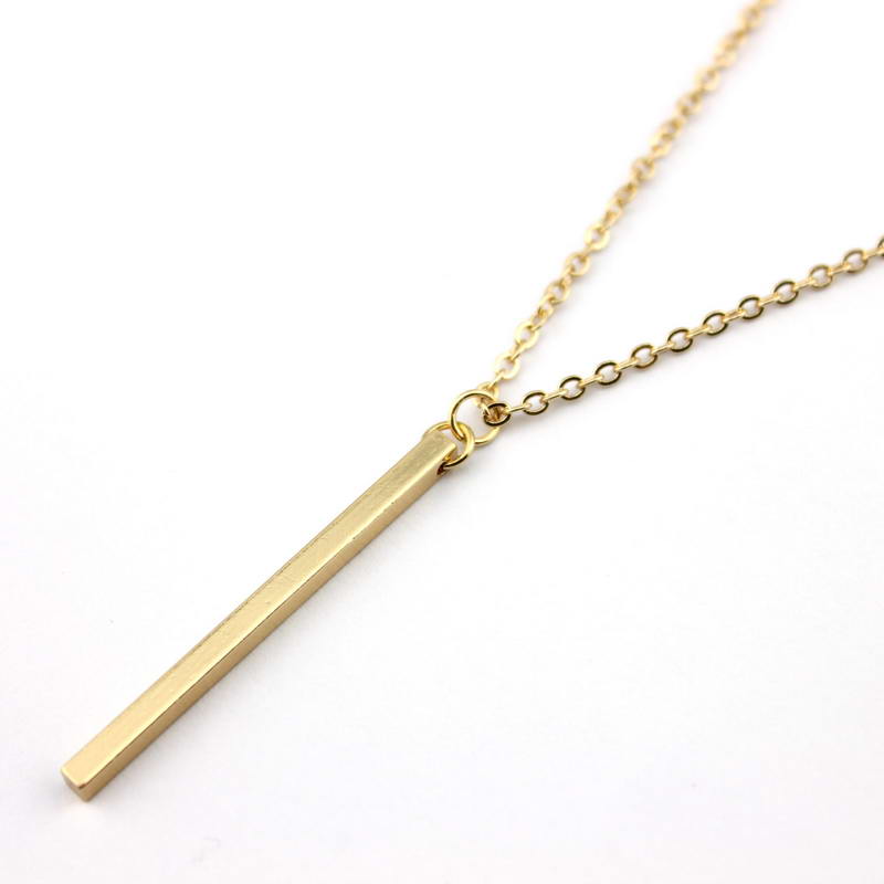 Wholesale New Fashion Gold & Silver Filled Punk Simple Vertical Bar Pendant Necklace Long