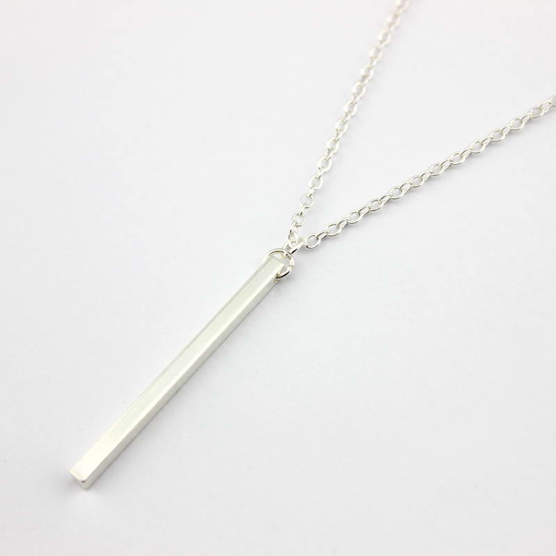 Wholesale New Fashion Gold & Silver Filled Punk Simple Vertical Bar Pendant Necklace Long