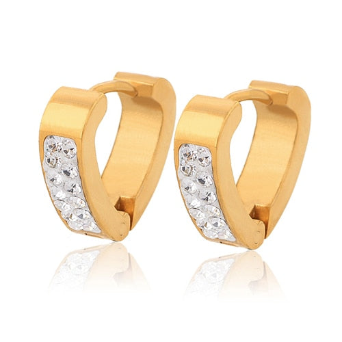 Wholesale New Fashion Jewelry Silver&Gold Color 316L Stainless Steel Zircon Crystal Stud Earrings for Women