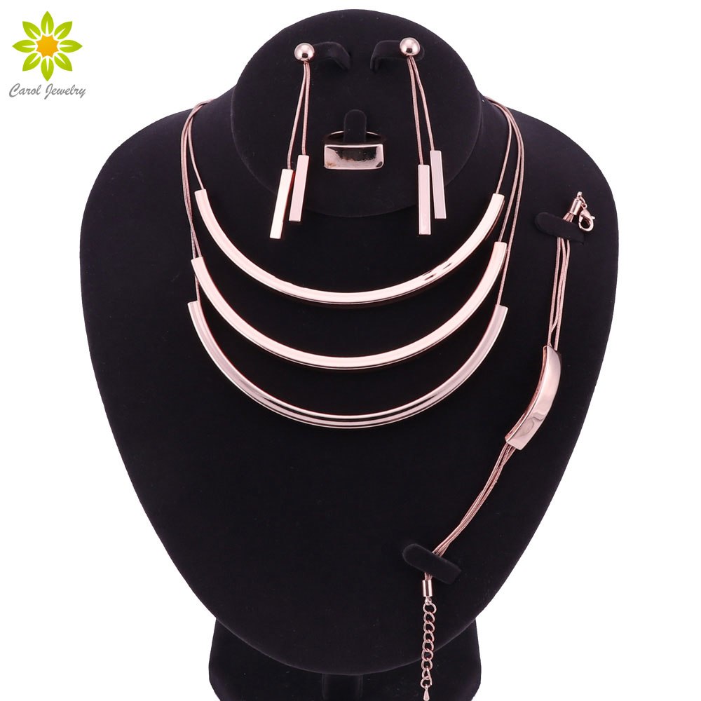 Wholesale Nigerian Beads Wedding Jewelry Set Bridal Dubai Rose Gold Color Jewelry Sets African Beads Jewelry Set