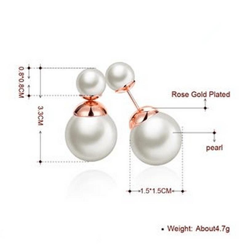 Wholesale Real Italina Simulated Pearl Rose Gold Filled Stud Earrings for women New Sale Hot Vintage Classic
