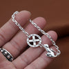 Wholesale S925 Sterling Silver Jewelry Men And Women Models Fashion Manual Retro Dog Footprints Round Card Thai Silver Bracelet
