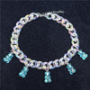 Statement Multicolor Rainbow Transparent Bear Necklace Bohemian Summer Cute Candy Color Resin Bear Collar Necklaces