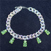 Statement Multicolor Rainbow Transparent Bear Necklace Bohemian Summer Cute Candy Color Resin Bear Collar Necklaces