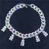 Statement Multicolor Rainbow Transparent Bear Necklace Bohemian Summer Cute Candy Color Resin Bear Collar Necklaces