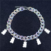 Statement Multicolor Rainbow Transparent Bear Necklace Bohemian Summer Cute Candy Color Resin Bear Collar Necklaces