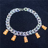 Statement Multicolor Rainbow Transparent Bear Necklace Bohemian Summer Cute Candy Color Resin Bear Collar Necklaces