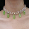 Statement Multicolor Rainbow Transparent Bear Necklace Bohemian Summer Cute Candy Color Resin Bear Collar Necklaces