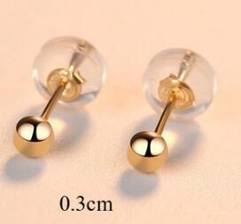 Wholesale Trendy 18K Gold AU750 Earrings Bijoux Fashion 3mm 4mm 5mm Small Bead Stud Earrings For Women Fine Jewelry brincos