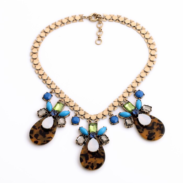 Vintage Jewelry 2016 Leopard Resin Stone Pendants Choker Necklace Maxi  Store