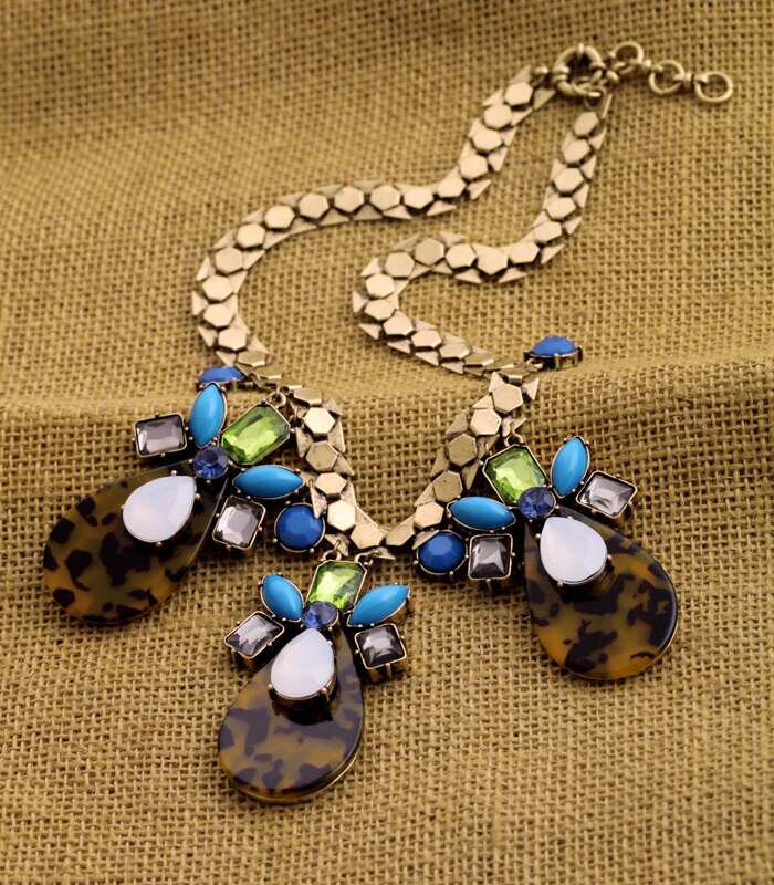 Vintage Jewelry 2016 Leopard Resin Stone Pendants Choker Necklace Maxi  Store