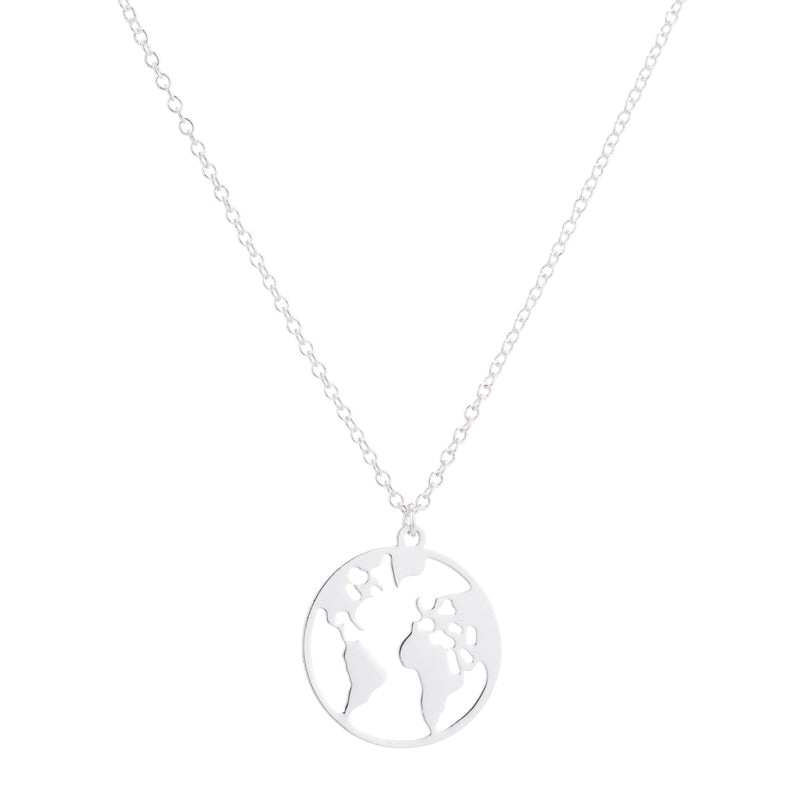 Vintage Origami World Map Necklace Women Geometric Necklace Round Necklace Circle Necklaces & Pendants Choker Jewelry