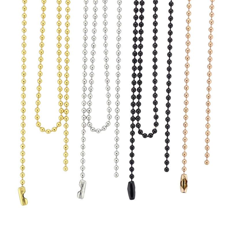 Wholesale chains 18'' 20'' 24'' 28'' 32'' 2.4mm silver/ gold/ rose gold/black 316 Stainless Steel Ball Chain Necklace